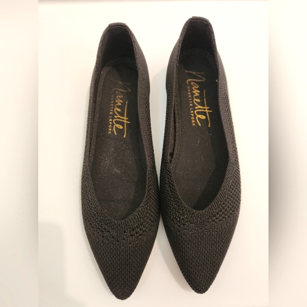 Nanette Lepore Shoes Women's Phillie Mesh Ballet Flat Point Toe Slip On Black 6M